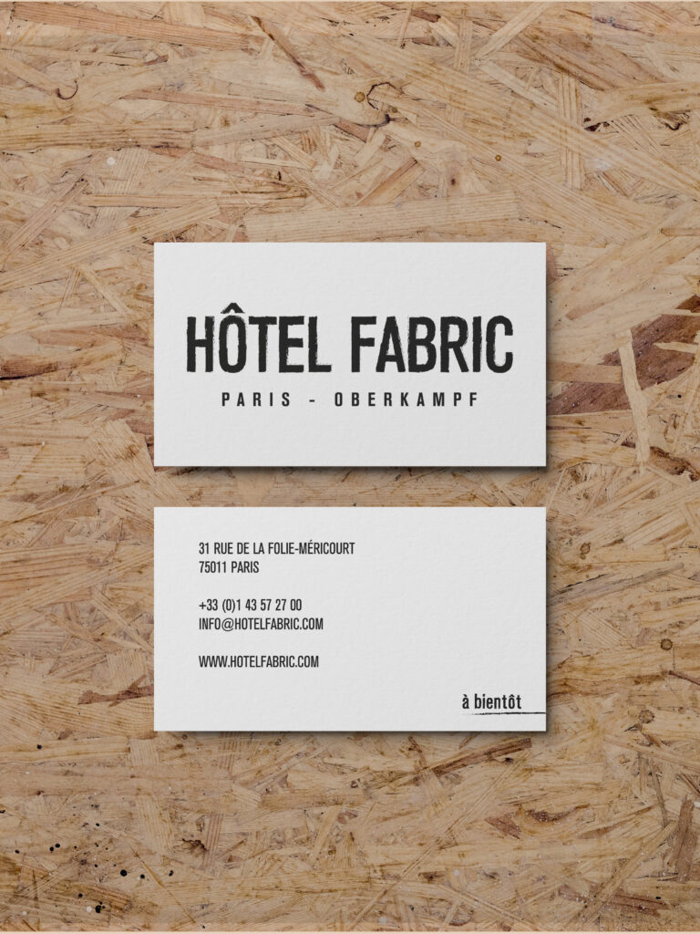 CARTE DE VISITE hôtel fabric